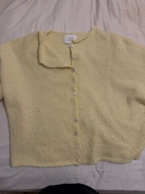 Pale Yellow Button-Up Women's Sweater
